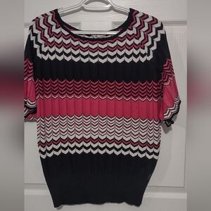 Cardicci Pink/Black/White Chevron Sweater
